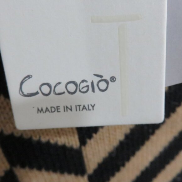 Cocogio Italian Wool Alpaca Blend Open Front Sweater Coat Black & Tan sz M/L NWT - Picture 5 of 10